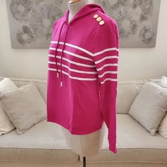 Charter Club Striped Hoodie Pink - Picture 3 of 7